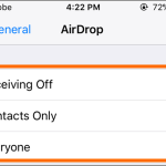 iPhone General Settings AirDrop Options