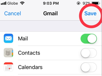 iPhone Settings Accounts and password Add Account Password Save