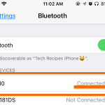 iPhone Settings Bluetooth Device Connected