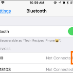 iPhone Settings Bluetooth Device Other Info Button