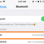 iPhone Settings Bluetooth Headset connected