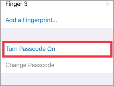 iPhone Settings Touch ID & Passcode Turn ON Passcode