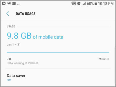 Android Settings Connections Data Usage Screen