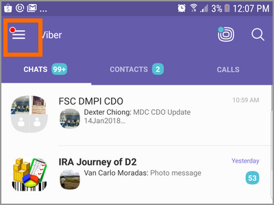 Android Viber Menu