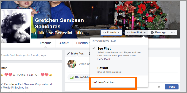 Facebook Friend Page See First Unfollow