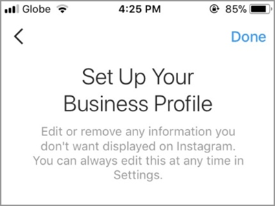 Instagram Account Settings Switch to Business Profile Connect to Facebook Setup Account