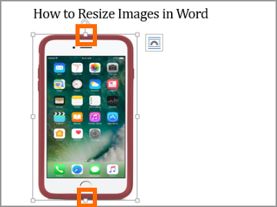 Resize Word Image Selected top and bottom handle