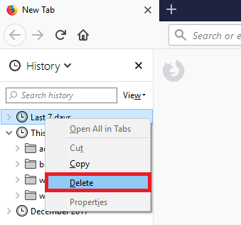 clear firefox history
