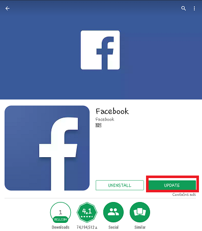 update facebook App on Android