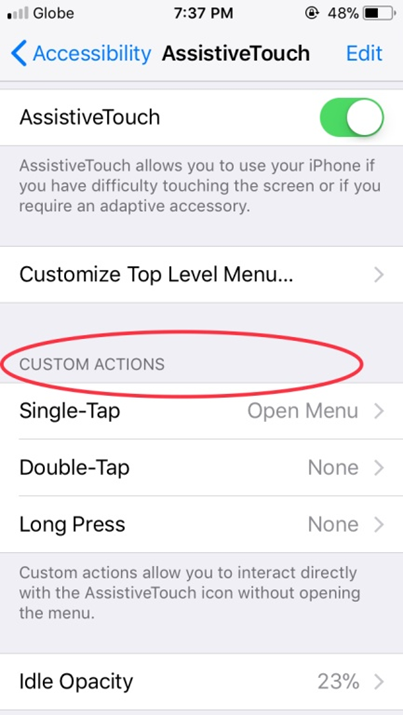 iPhone Assisitive Touch Custom Actions2