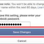 iPhone Facebook Name Change enter Password Save Changes