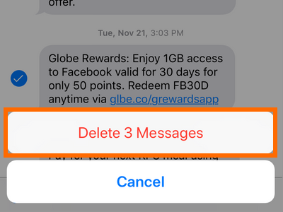 iPhone Messages Message Thread Press and Tick on Message Delete Messages Button