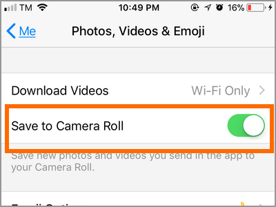 iPhone Messenger Profile Photos and Videos Save to Camera Roll
