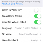 iPhone Settings Siri and Search options