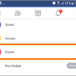 Android Facebook Menu Events