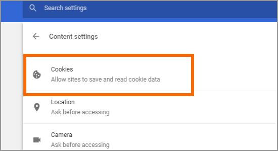 Chrome Settings Cookies