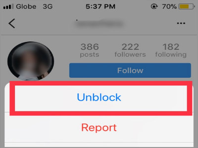 Instagram Profile Options Unblock