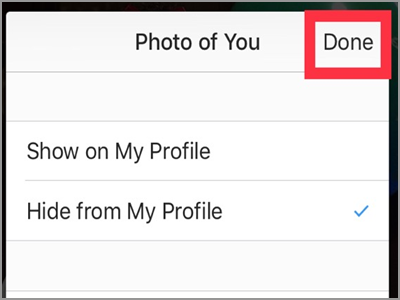 Instagram Profile Photos Select Photos People Tagged Hide my Profile Done