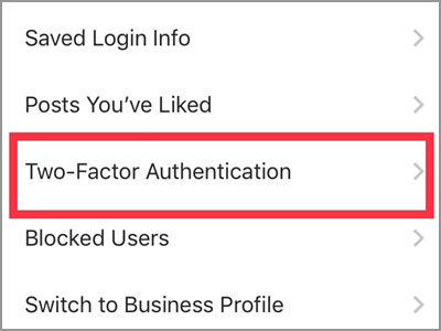 Instagram Settings Two-Factor
