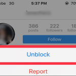 Instagram User Profile Setting Unblock