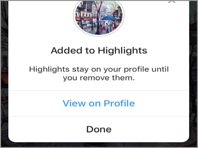 Instragram Your Story Highlight Name Added to highlights
