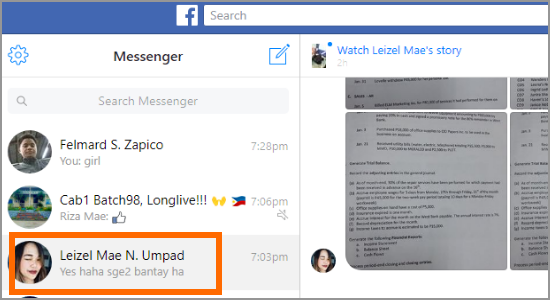 PC Facebook Messenger Click Conversation