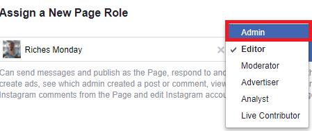 Add admin to Facebook page