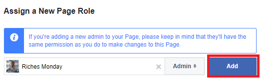 Add admin to Facebook page