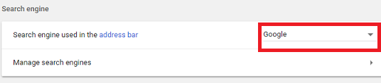 change chrome search engine