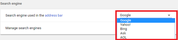 change chrome search engine