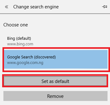 how to change microsoft edge search engine