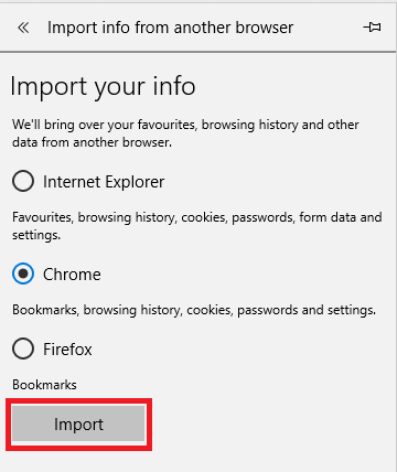  Import Favourites to Microsoft Edge