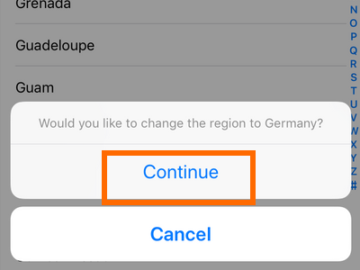 iPhone Settings General Language and Region Continue