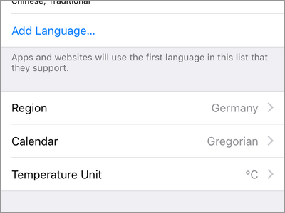 iPhone Settings General Language and Region Setting Region done