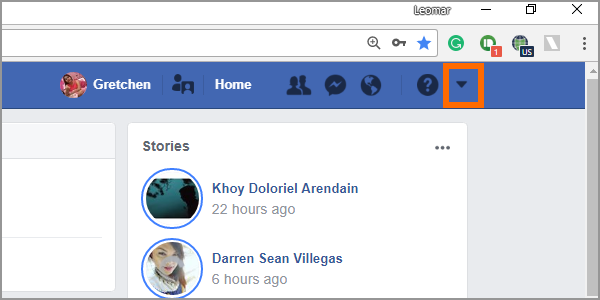 Facebook Web Login Menu