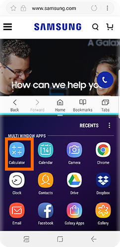 Galaxy S9 Recent Apps Button Multi Window button App List Calculator