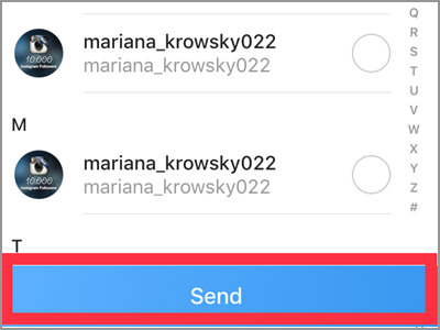 Instagram Camera Sent To Choose Recipient Send Button