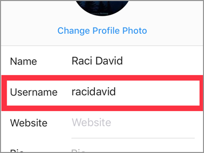 Instagram Profile Edit Profile Username