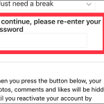 Instagram Profile Edit Temporarily Disable Account Enter Password