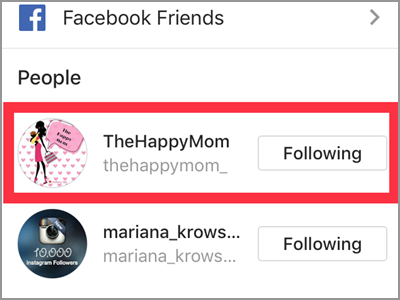 Instagram Profile Following Choose