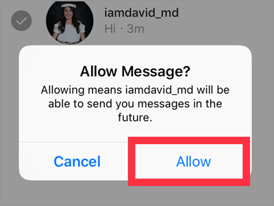 Instagram Select Message Requests Decline and Allow confirm