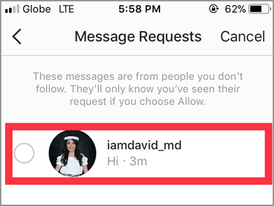 Instagram Select Message Requests