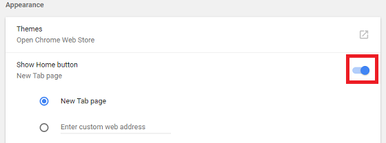 Show Google Chrome Home Button
