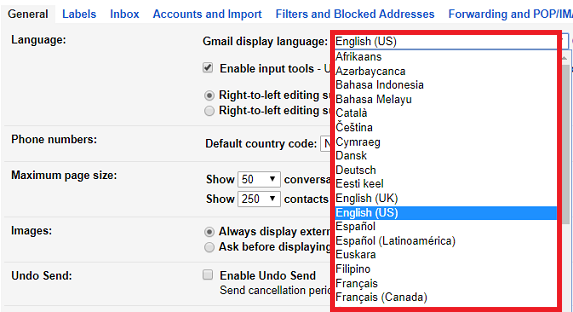  Change Gmail Display Language