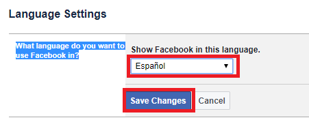 Change Facebook Language