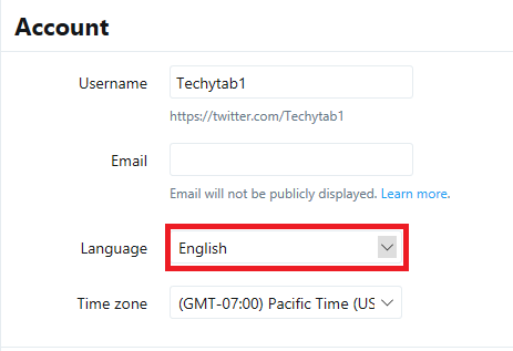 Change Twitter Language