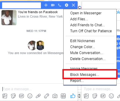 block messages on Facebook