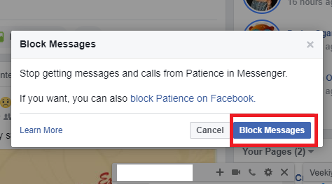 block messages on Facebook