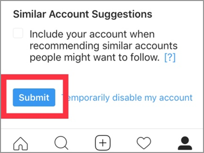 iPhone Home Safari Instagram Edit Profile Similar Account Suggestions Submit