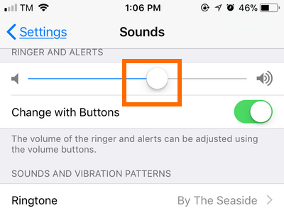 iPhone Settings Sounds Adjust Volume